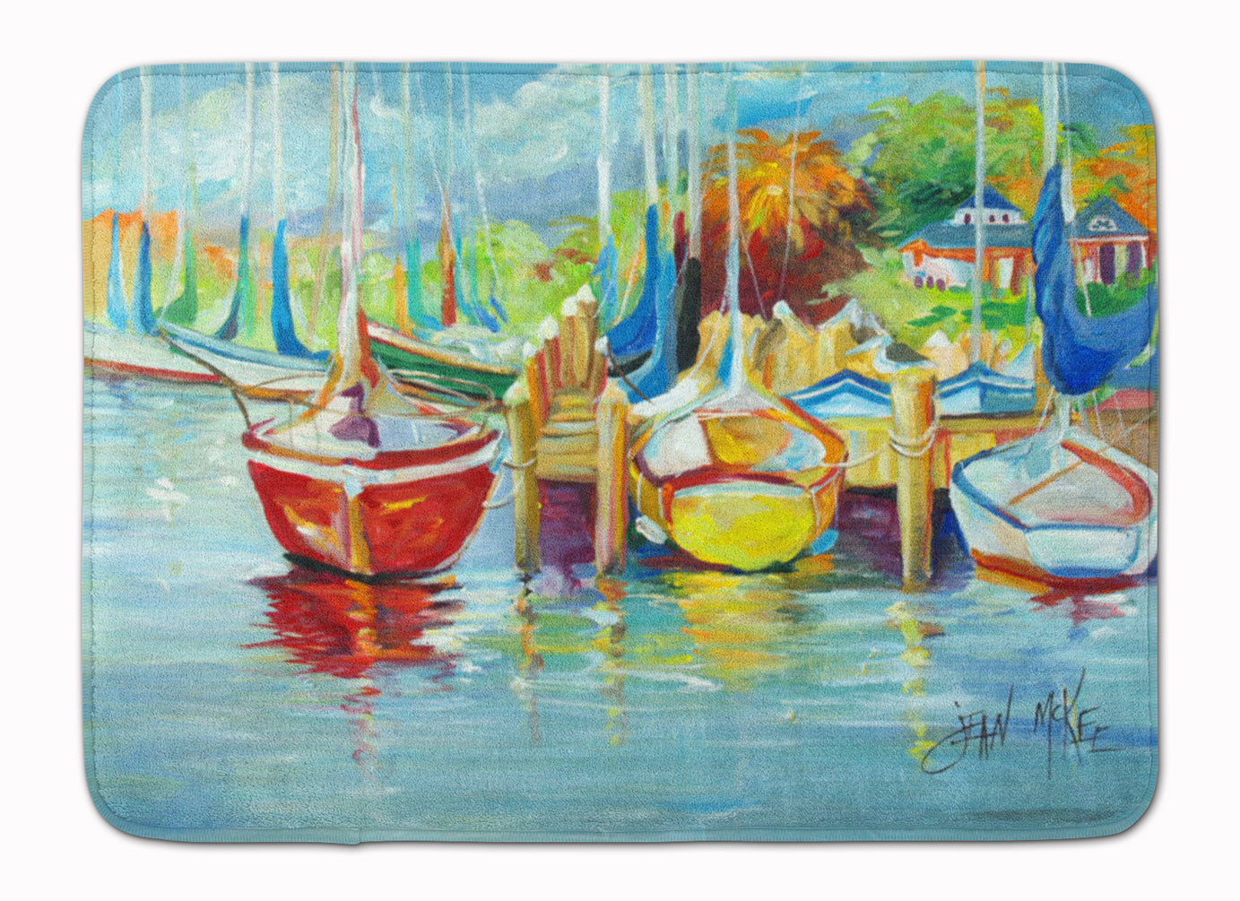 On the Dock Sailboats Machine Washable Memory Foam Mat JMK1070RUG - the-store.com