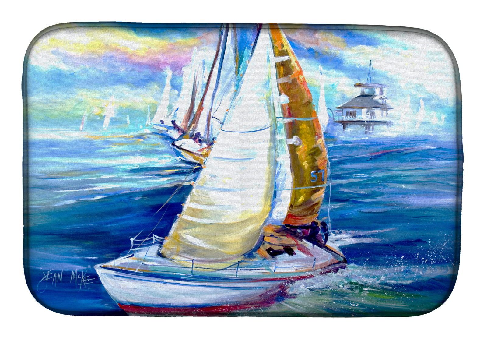 Rock my Boat Sailboats Dish Drying Mat JMK1073DDM  the-store.com.