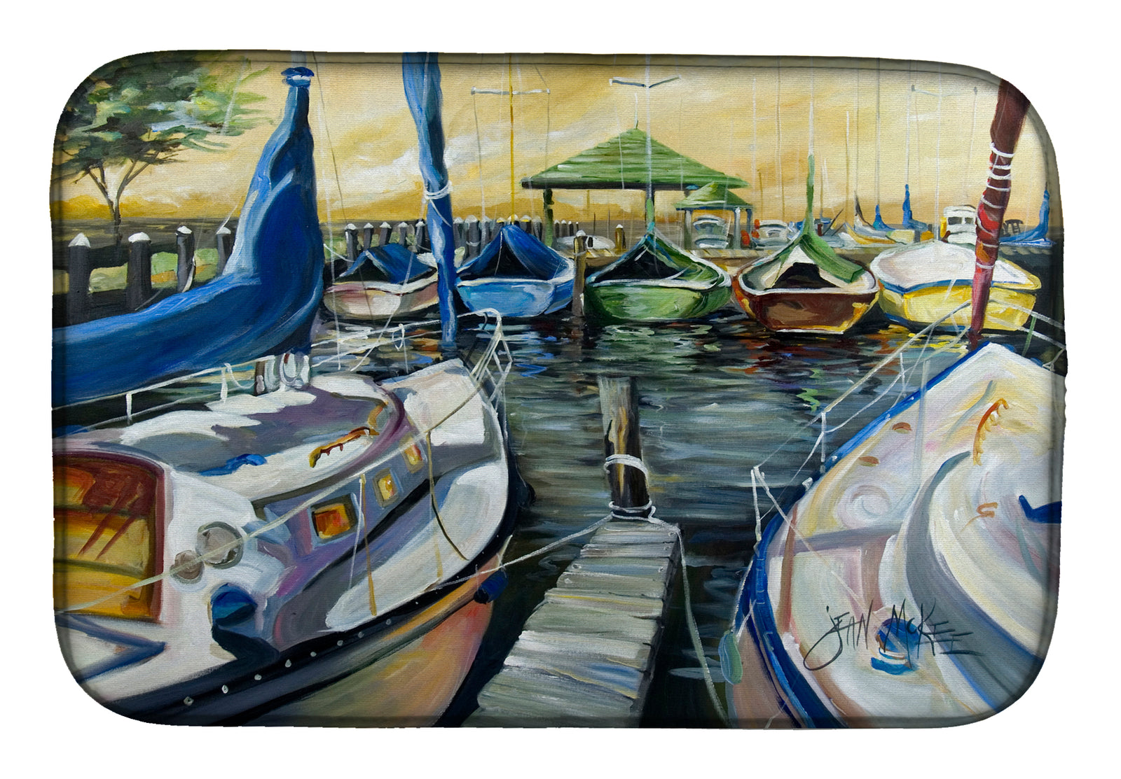 Seven Boats Sailboats Dish Drying Mat JMK1075DDM  the-store.com.