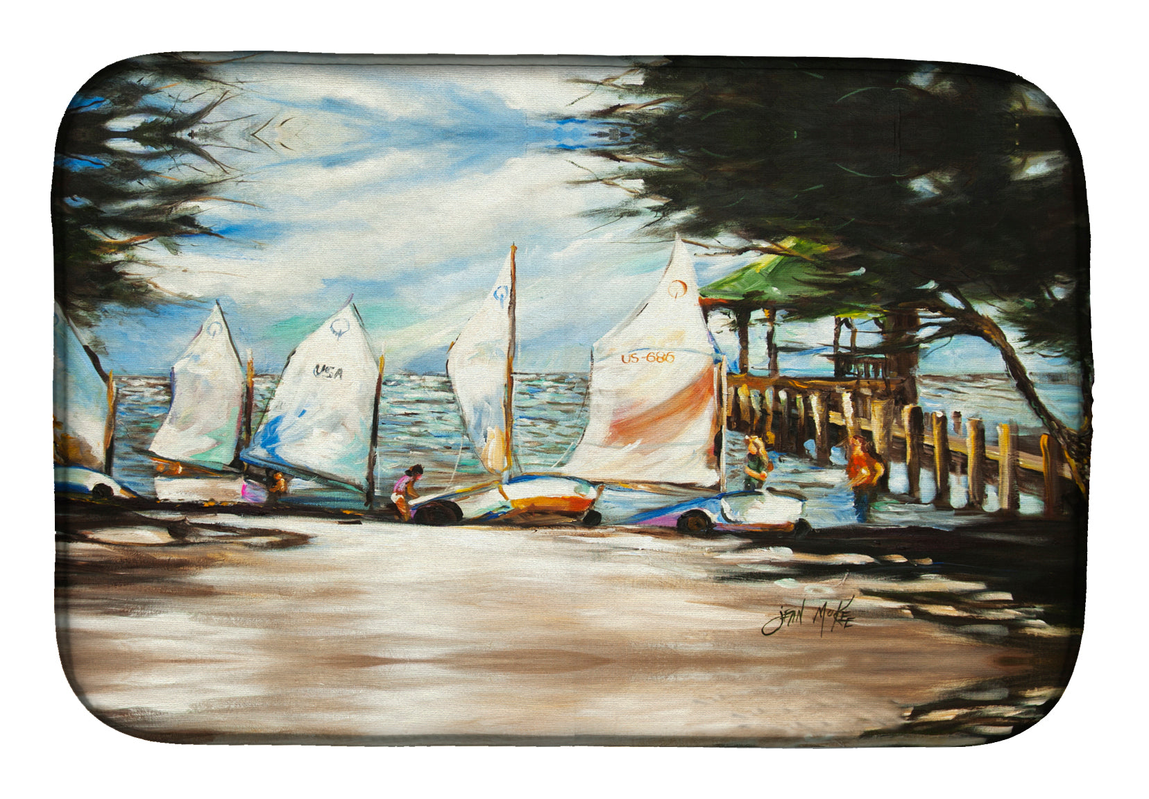 Sailing Lessons Sailboats Dish Drying Mat JMK1077DDM  the-store.com.