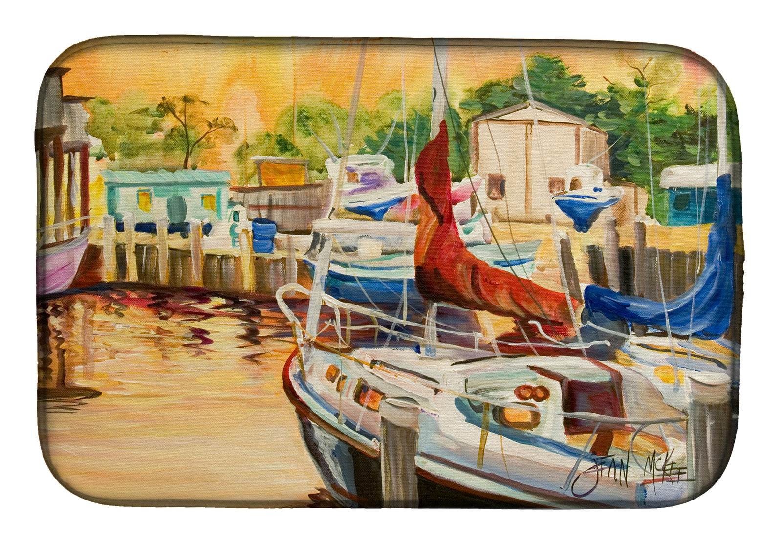 Sunset Bay Sailboat Dish Drying Mat JMK1082DDM  the-store.com.