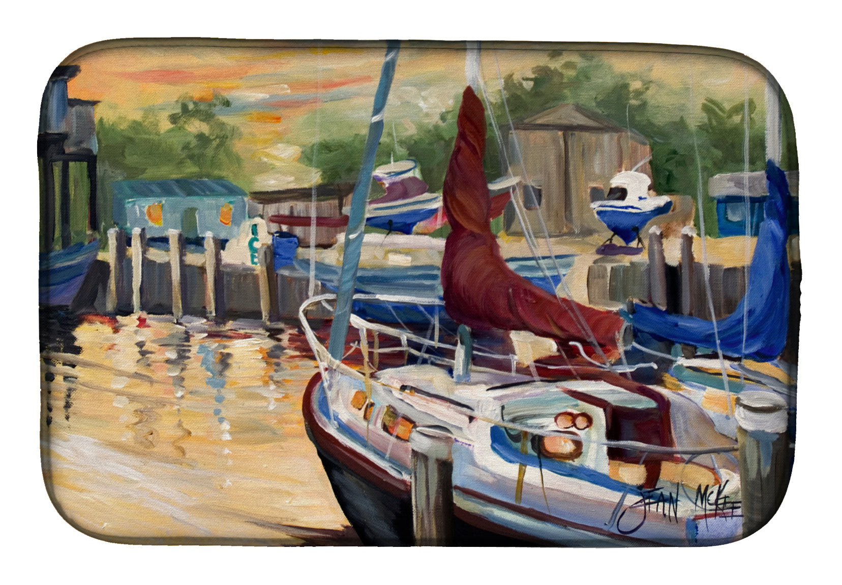 New Sunset Bay Sailboat Dish Drying Mat JMK1083DDM  the-store.com.