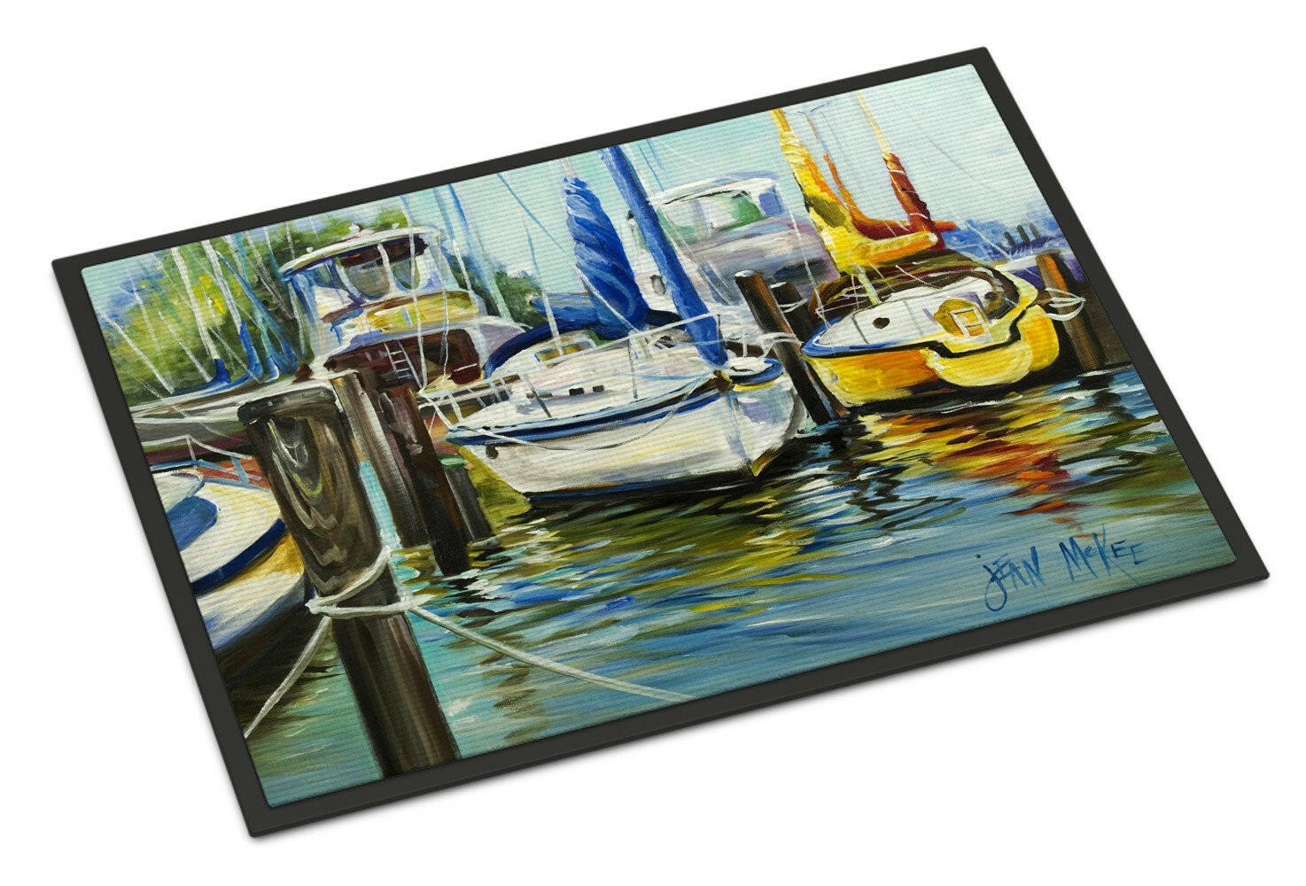 Yellow boat II Sailboat Indoor or Outdoor Mat 18x27 JMK1085MAT - the-store.com