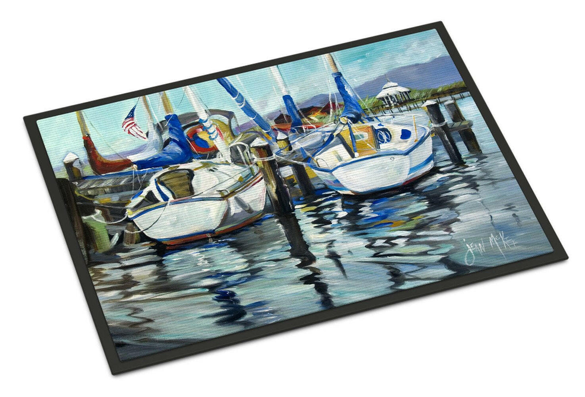 Tourquoise Bay Sailboat Indoor or Outdoor Mat 18x27 JMK1087MAT - the-store.com