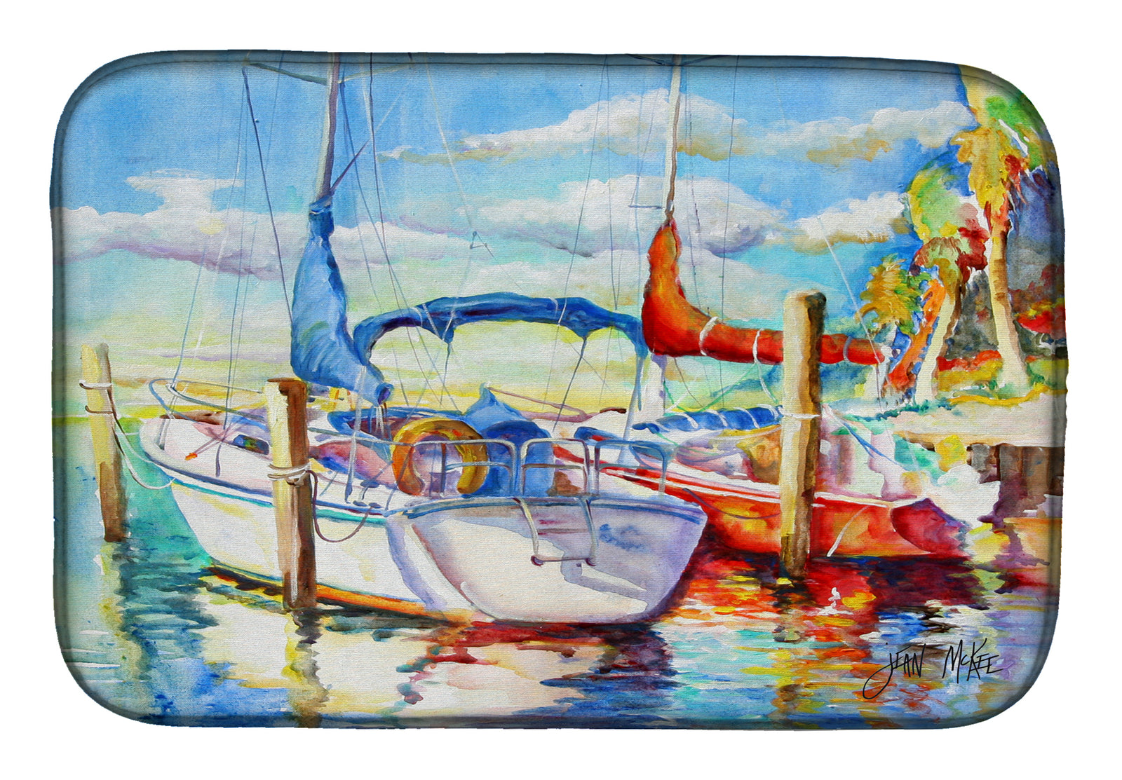 Towering Q Sailboat Dish Drying Mat JMK1088DDM  the-store.com.