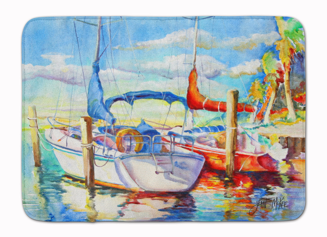 Towering Q Sailboat Machine Washable Memory Foam Mat JMK1088RUG - the-store.com