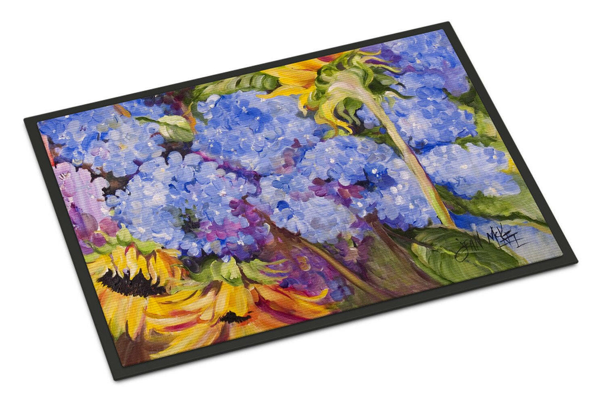 Hydrangeas and Sunflowers Indoor or Outdoor Mat 18x27 JMK1119MAT - the-store.com