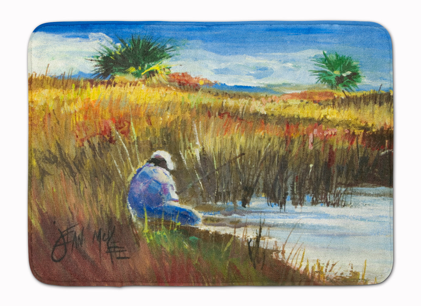 Fisherman on the Bank Machine Washable Memory Foam Mat JMK1125RUG - the-store.com