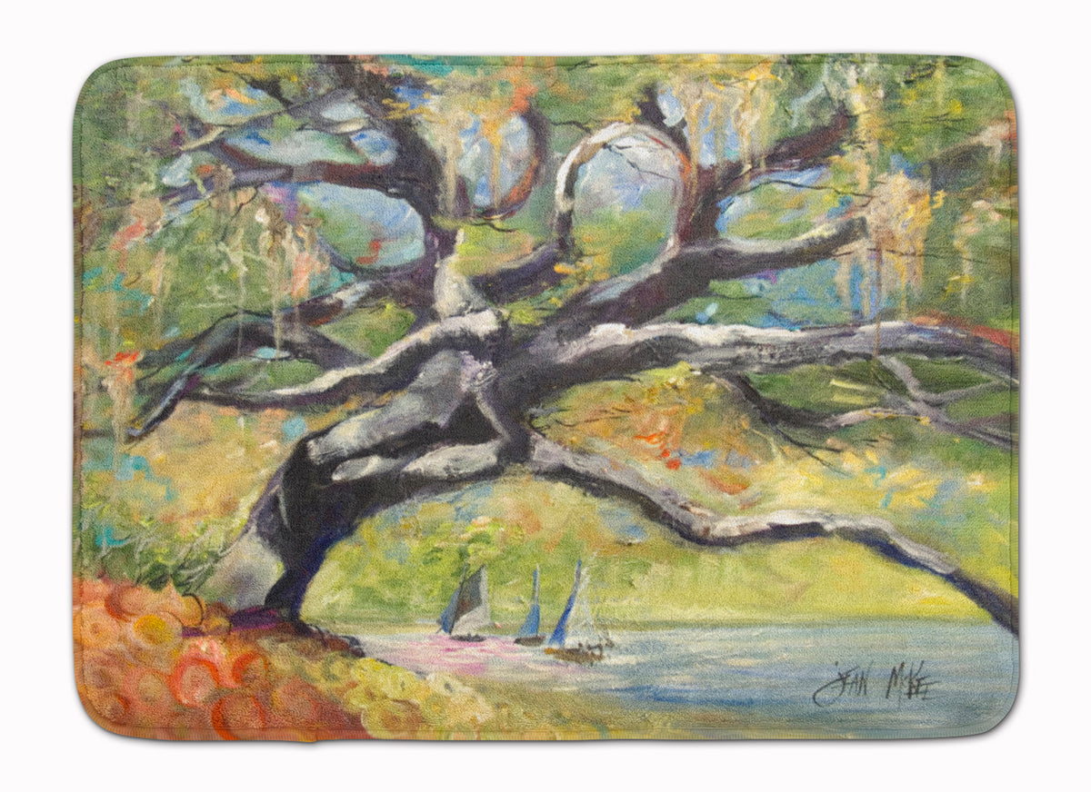 Oak Tree on the Bay with Sailboats Machine Washable Memory Foam Mat JMK1132RUG - the-store.com