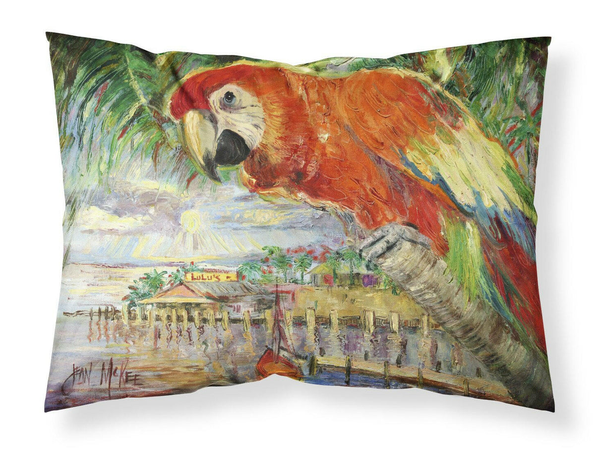Red Parrot at Lulu&#39;s Fabric Standard Pillowcase JMK1134PILLOWCASE by Caroline&#39;s Treasures