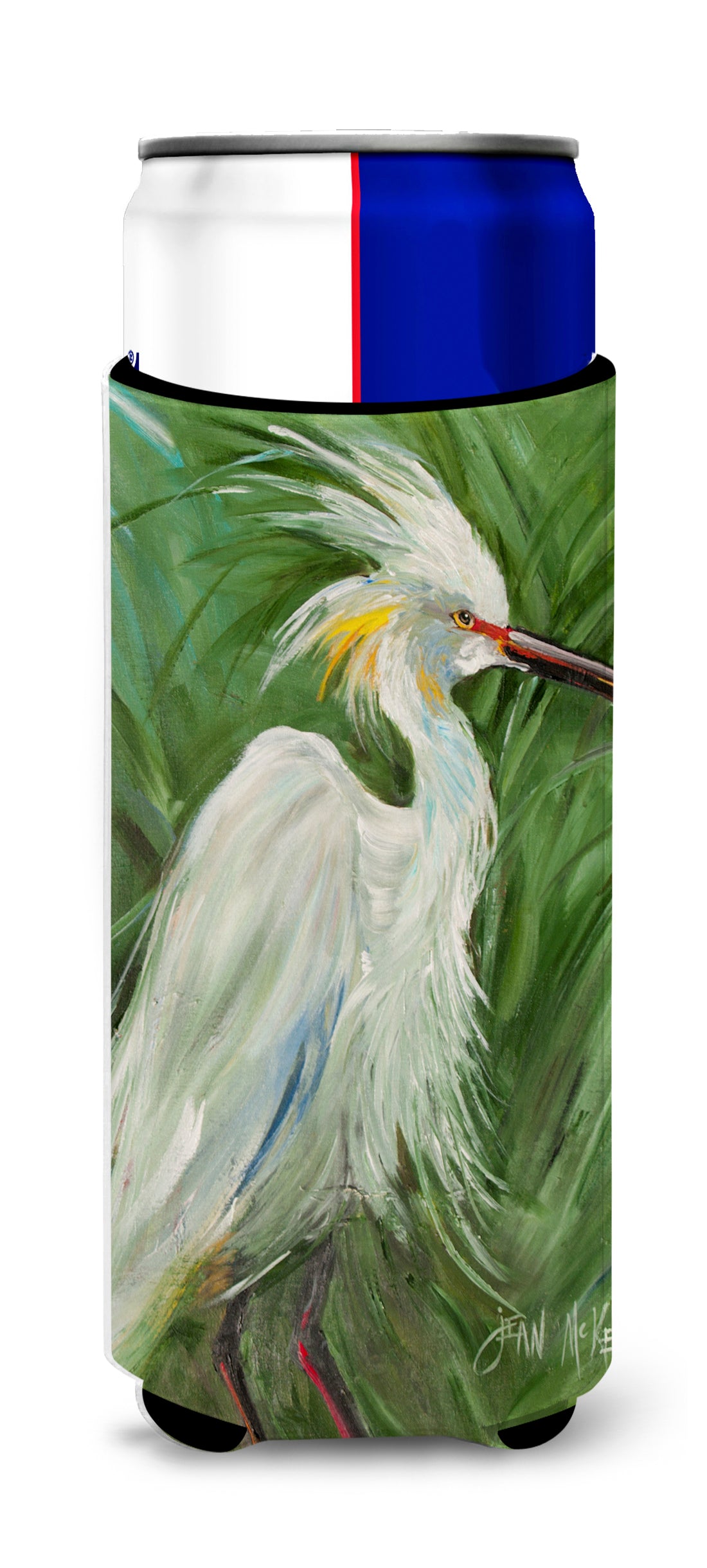 White Egret in Green grasses Ultra Beverage Insulators for slim cans JMK1141MUK.