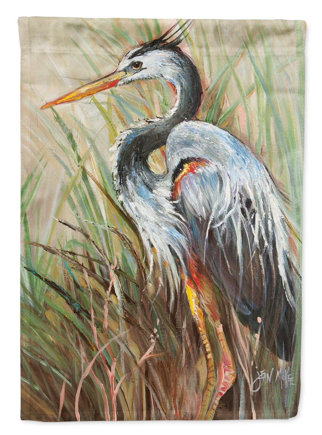 Blue Heron Gazing West Flag Canvas House Size JMK1149CHF  the-store.com.