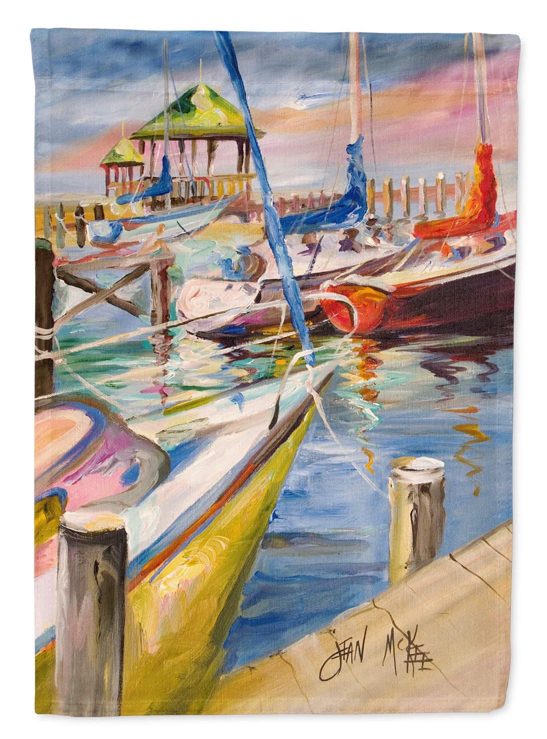 Boat Docks Sailboats Flag Canvas House Size JMK1151CHF  the-store.com.