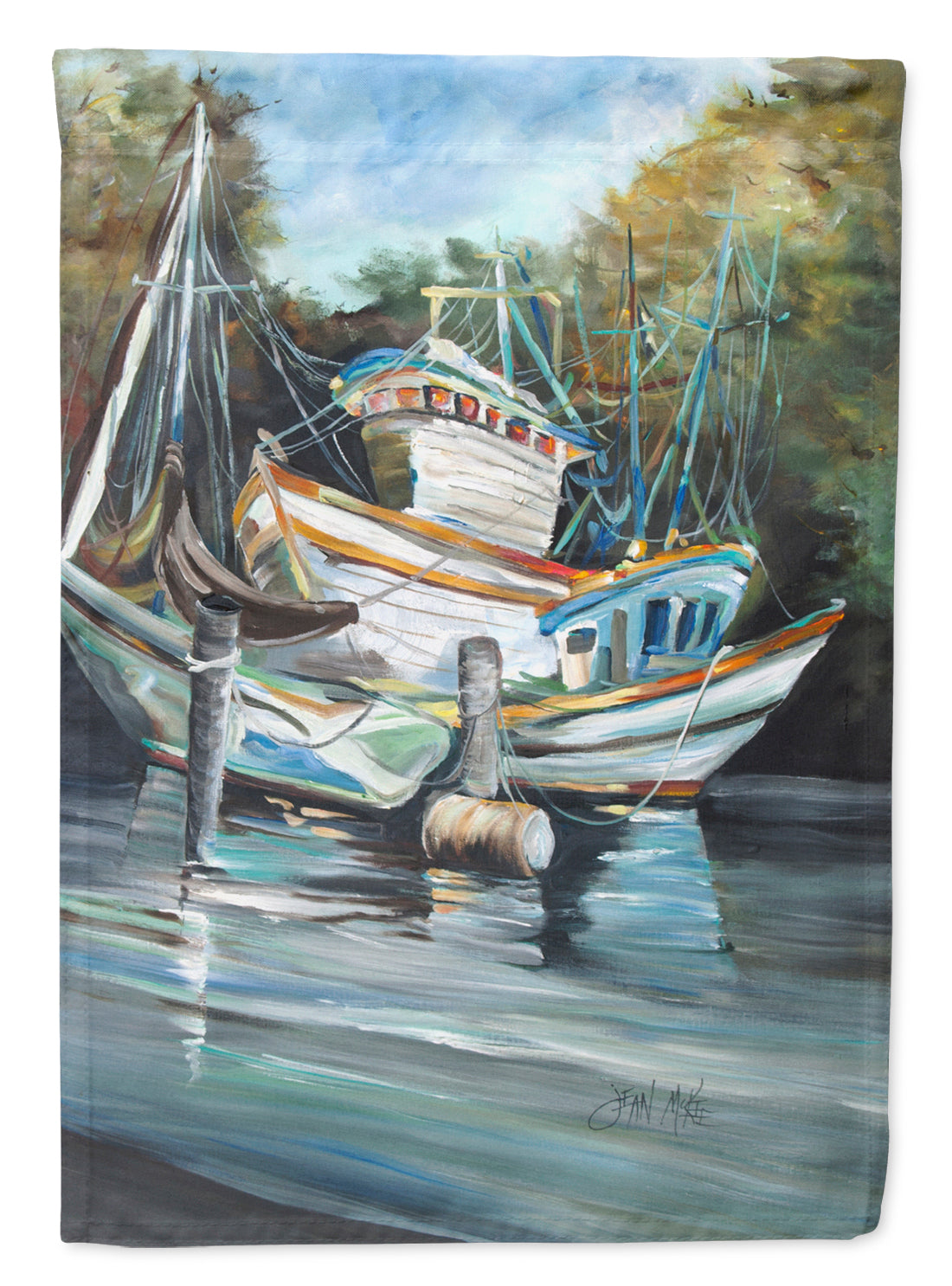 Shrimpers Cove and Shrimp Boats Flag Canvas House Size JMK1152CHF  the-store.com.