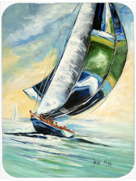 Cruising the Coast Sailboats Glass Cutting Board Large JMK1163LCB by Caroline&#39;s Treasures