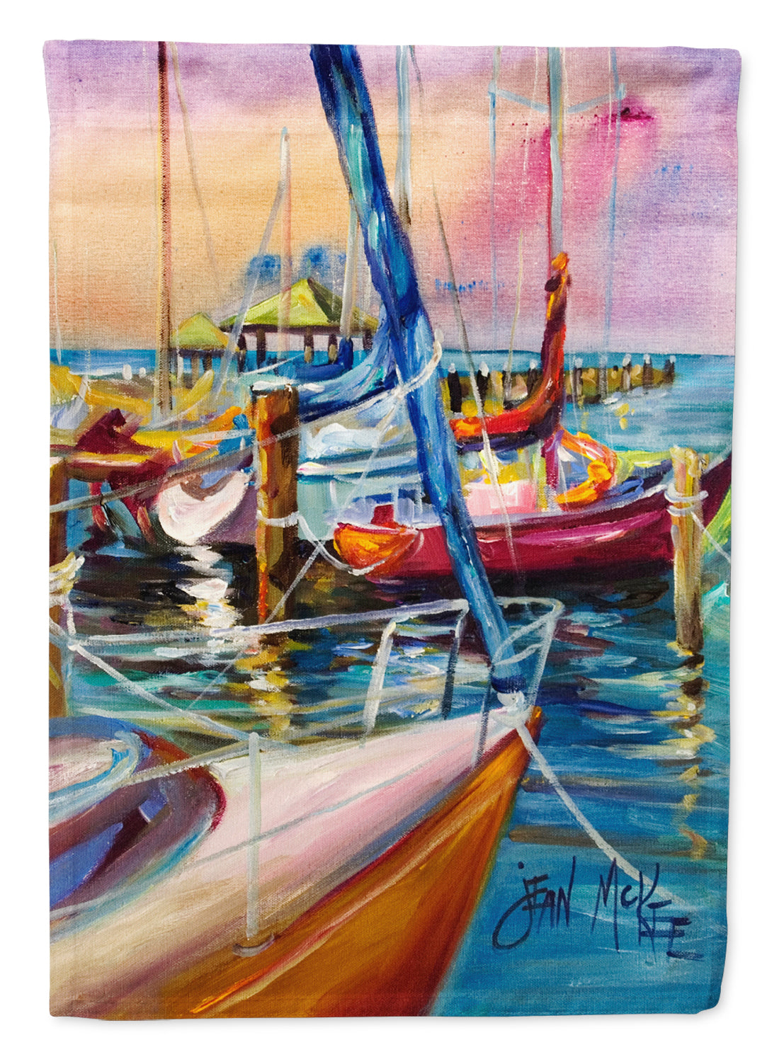 Purple Sailboats Flag Canvas House Size JMK1165CHF  the-store.com.