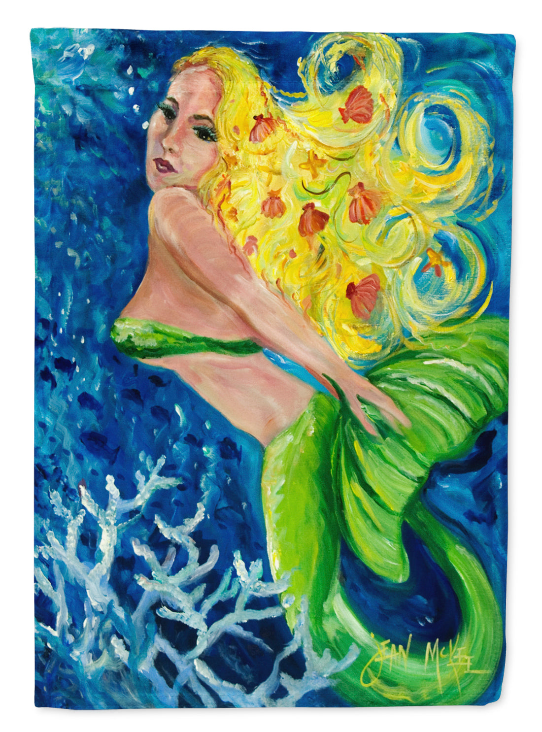 Blonde Mermaid Flag Canvas House Size JMK1179CHF  the-store.com.