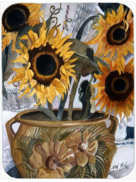 Pot of Sunflowers Glass Cutting Board Large JMK1202LCB by Caroline's Treasures