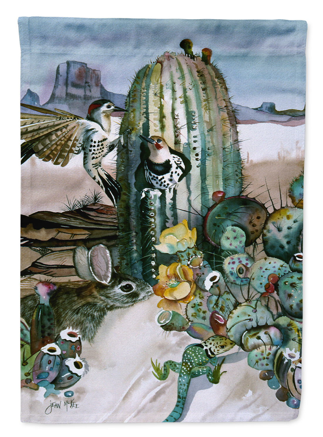 Cactus Flowers Flag Canvas House Size JMK1205CHF  the-store.com.