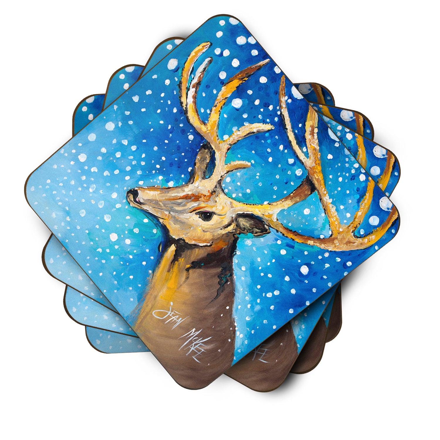 Set of 4 Reindeer Foam Coasters JMK1206FC - the-store.com