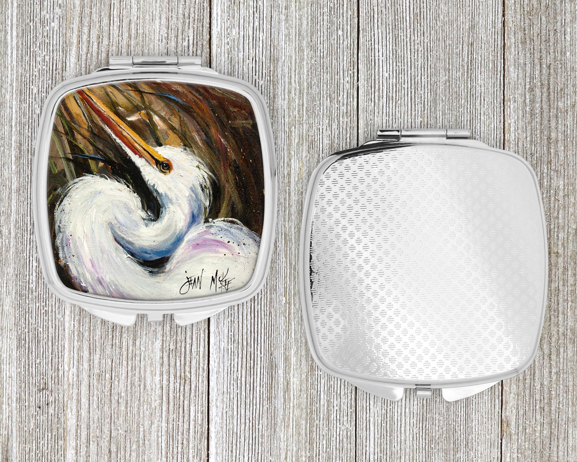 White Egret Compact Mirror JMK1214SCM  the-store.com.