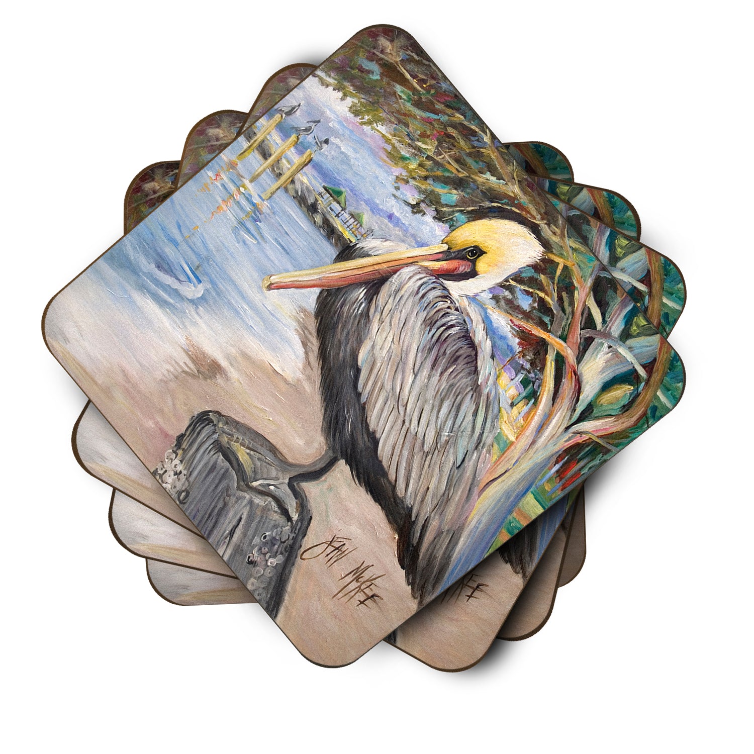 Set of 4 Pelican Bay Foam Coasters JMK1218FC - the-store.com