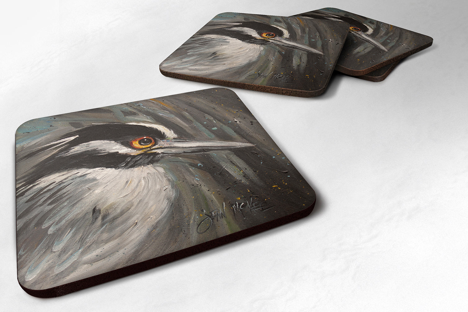 Set of 4 Night Heron Foam Coasters JMK1219FC - the-store.com