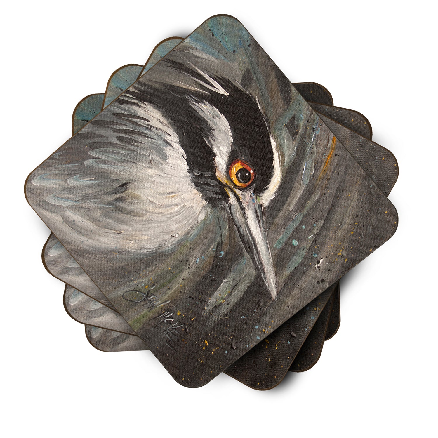 Set of 4 Night Heron Foam Coasters JMK1219FC - the-store.com