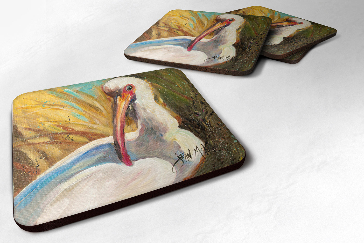 Set of 4 White Ibis Foam Coasters JMK1222FC - the-store.com