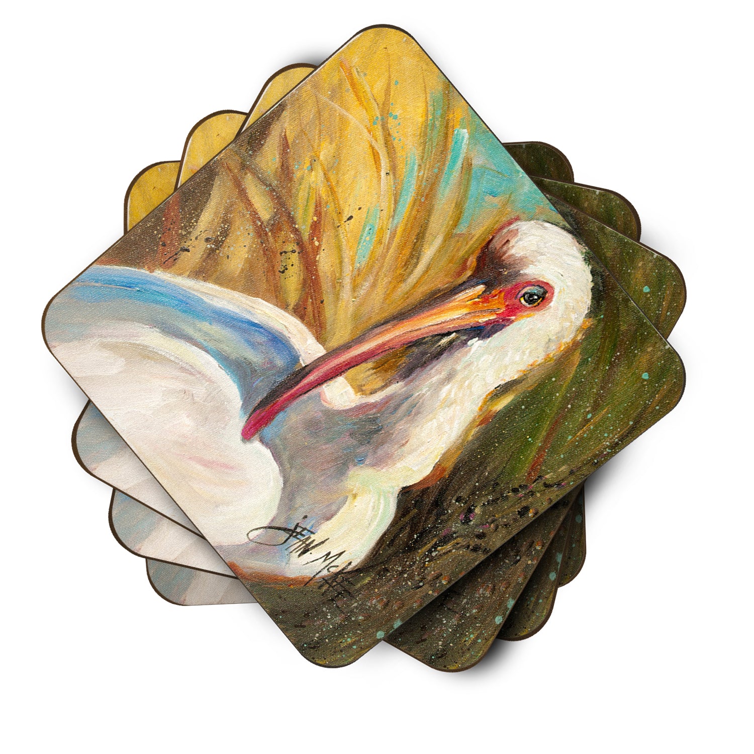 Set of 4 White Ibis Foam Coasters JMK1222FC - the-store.com