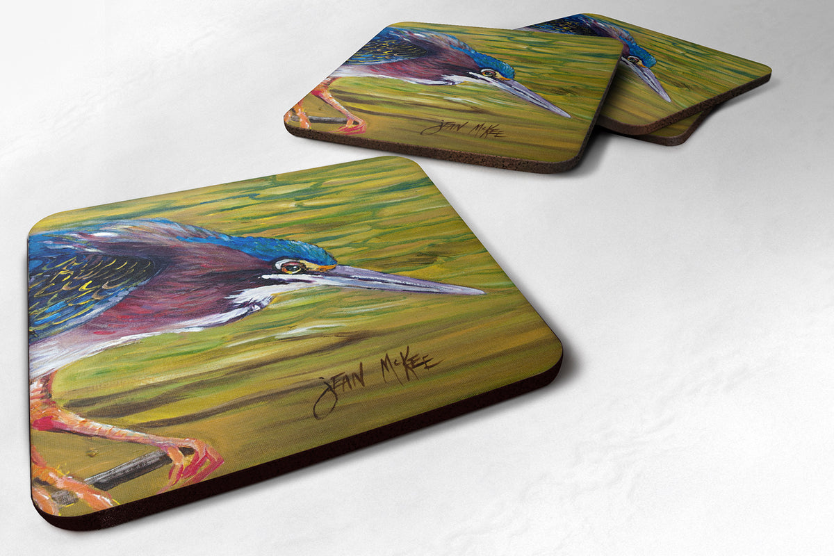 Set of 4 Green Heron Foam Coasters JMK1226FC - the-store.com