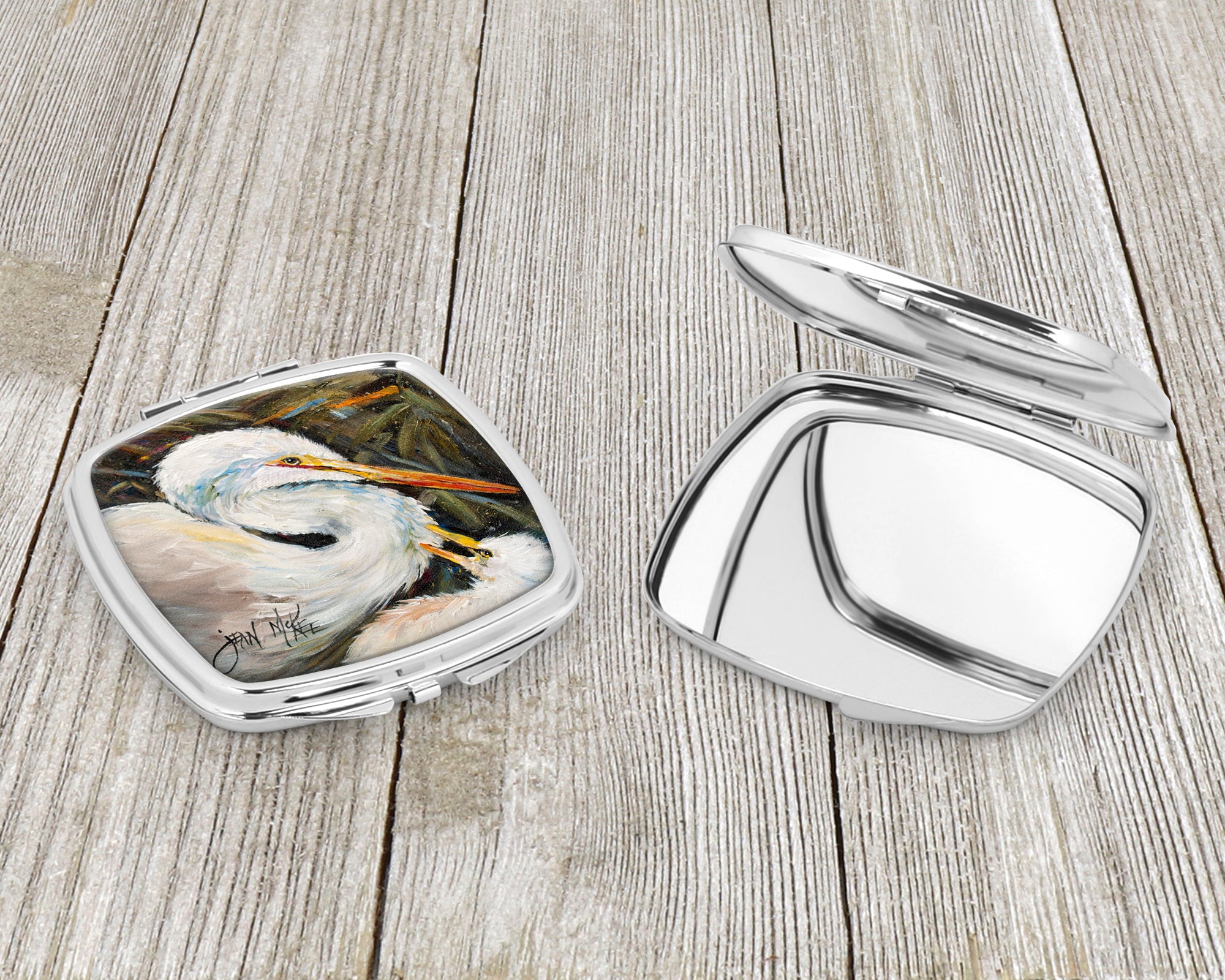 White Egret Compact Mirror JMK1227SCM  the-store.com.