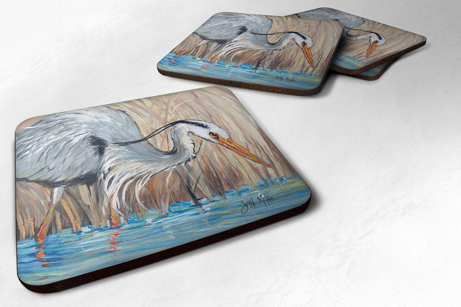 Set of 4 Blue Heron Foam Coasters JMK1228FC - the-store.com