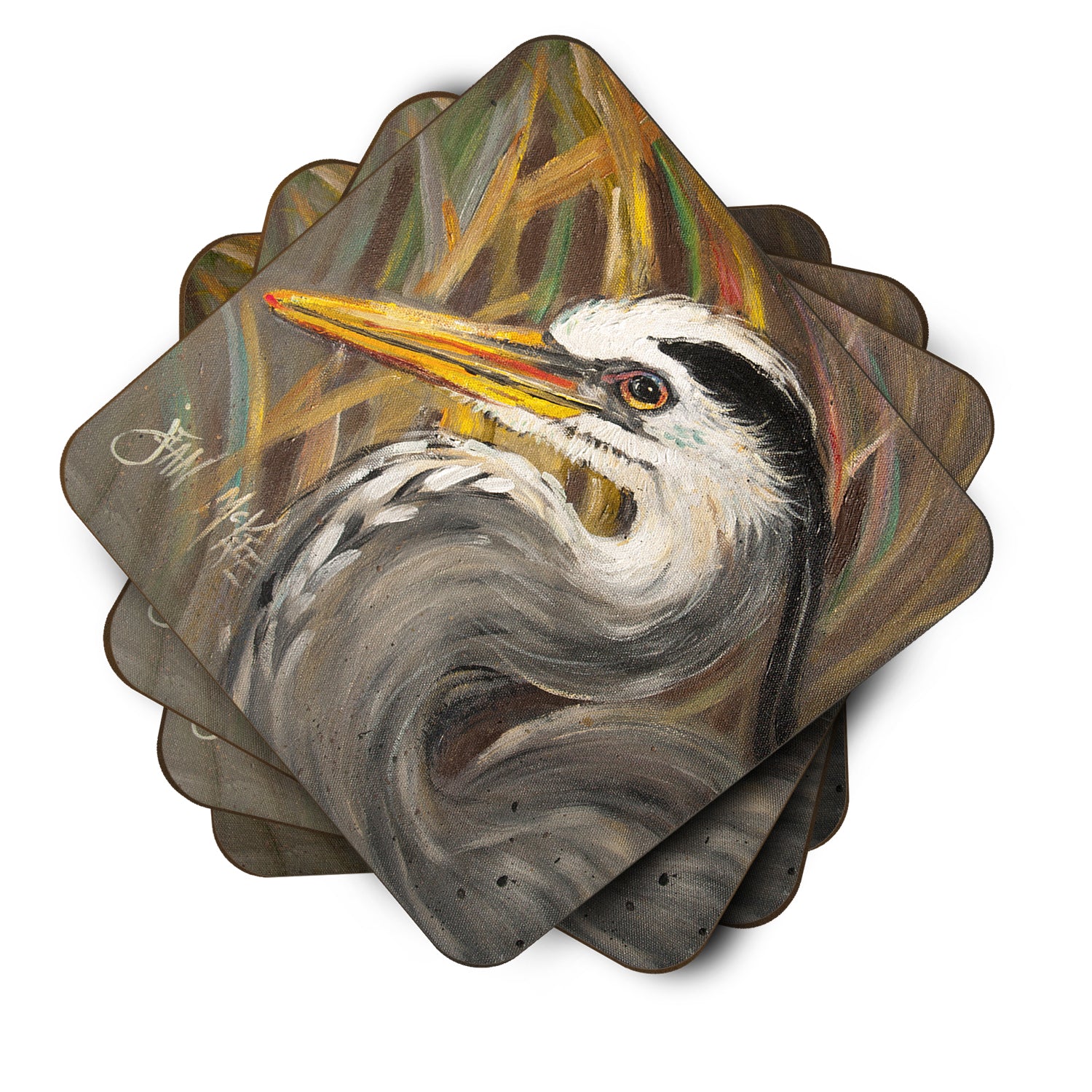 Set of 4 Blue Heron Foam Coasters JMK1229FC - the-store.com