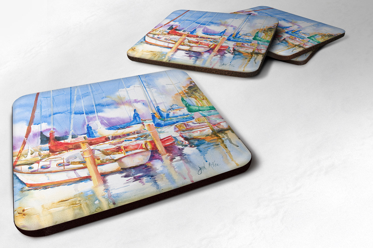 Set of 4 Runaway Sailboats Foam Coasters JMK1233FC - the-store.com