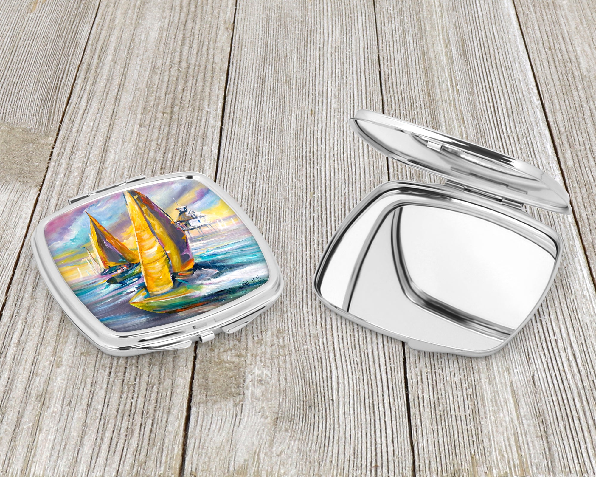 Middle Bay Lighthouse Sailboats Compact Mirror JMK1234SCM  the-store.com.