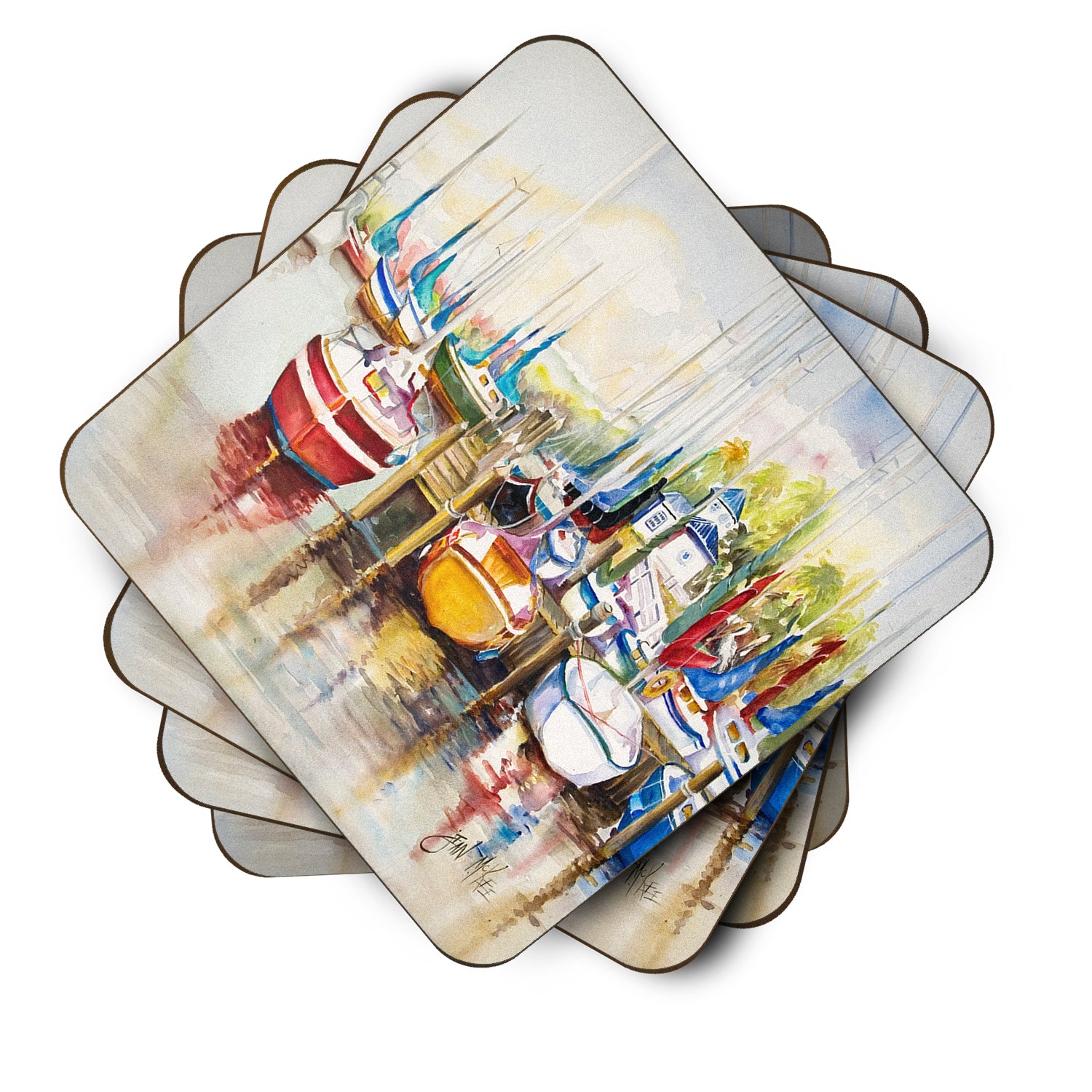 Set of 4 Paradise Sailboats Foam Coasters JMK1235FC - the-store.com