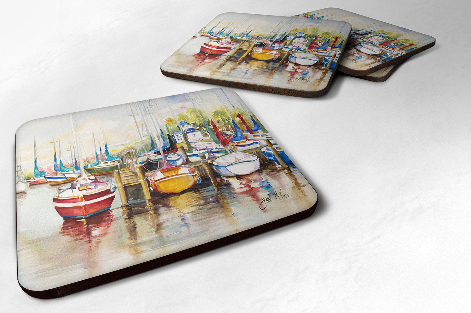 Set of 4 Paradise Sailboats Foam Coasters JMK1235FC - the-store.com