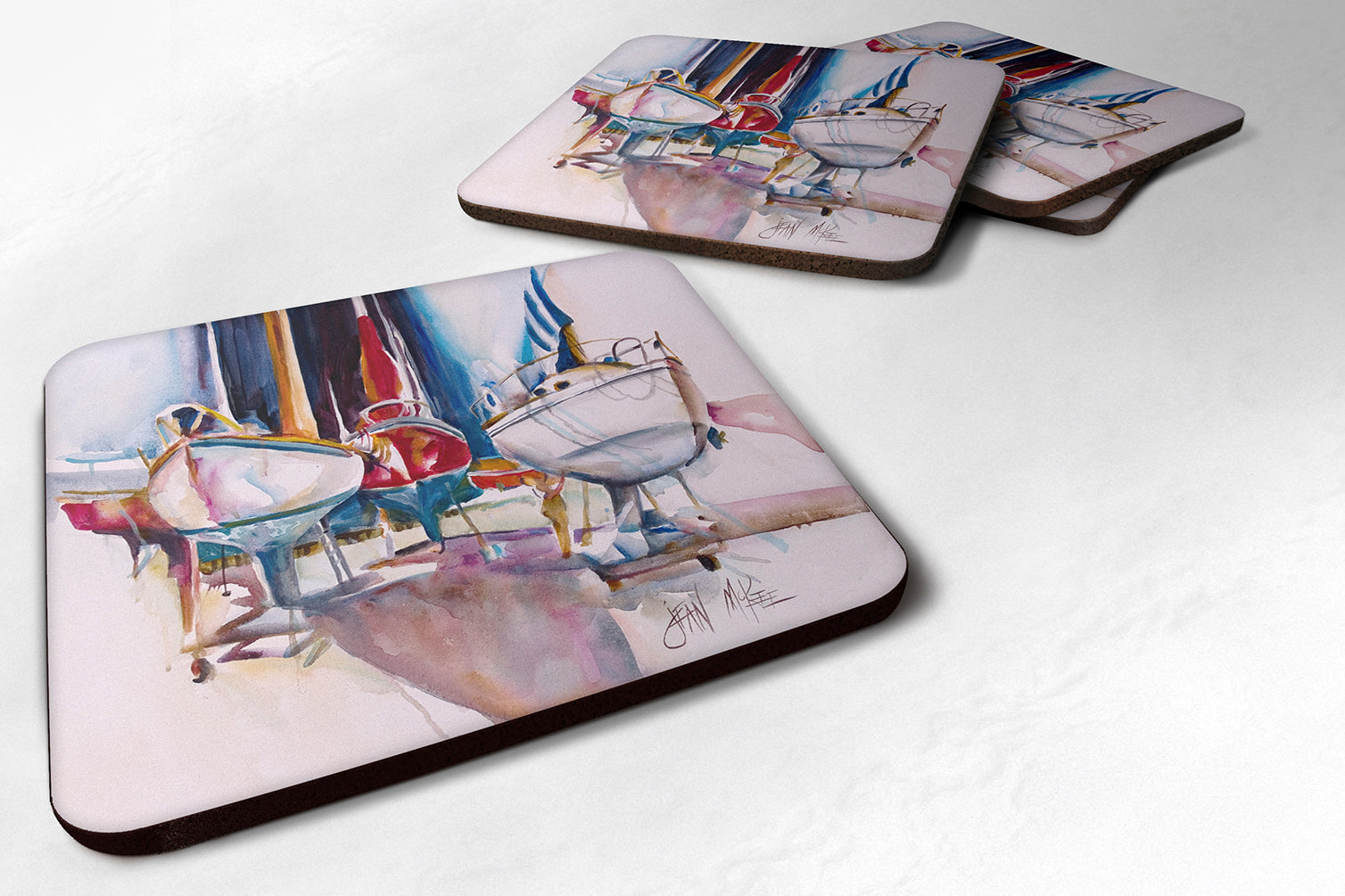 Set of 4 Dry Dock Sailboats Foam Coasters JMK1240FC - the-store.com