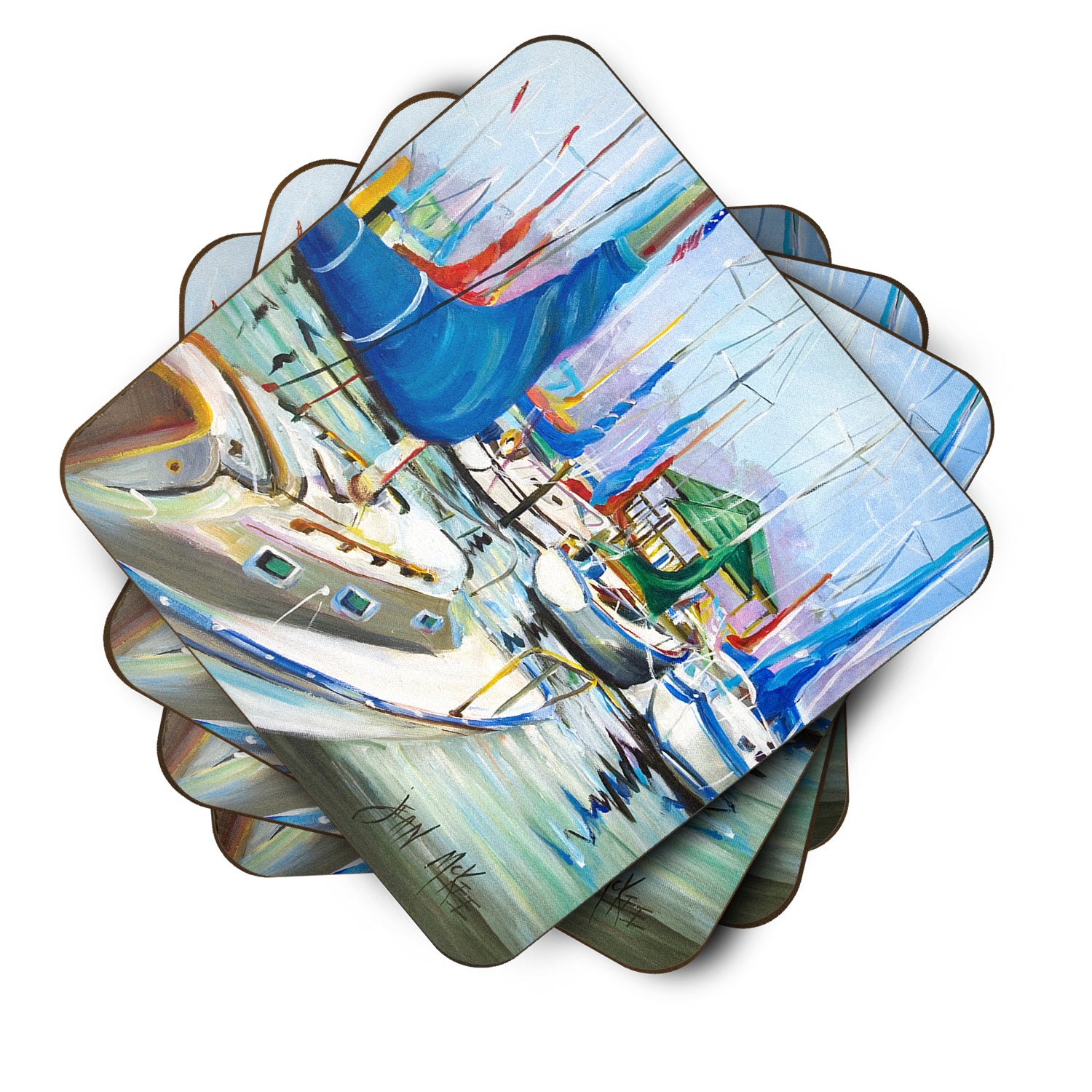 Set of 4 Day break Sailboats Foam Coasters JMK1241FC - the-store.com