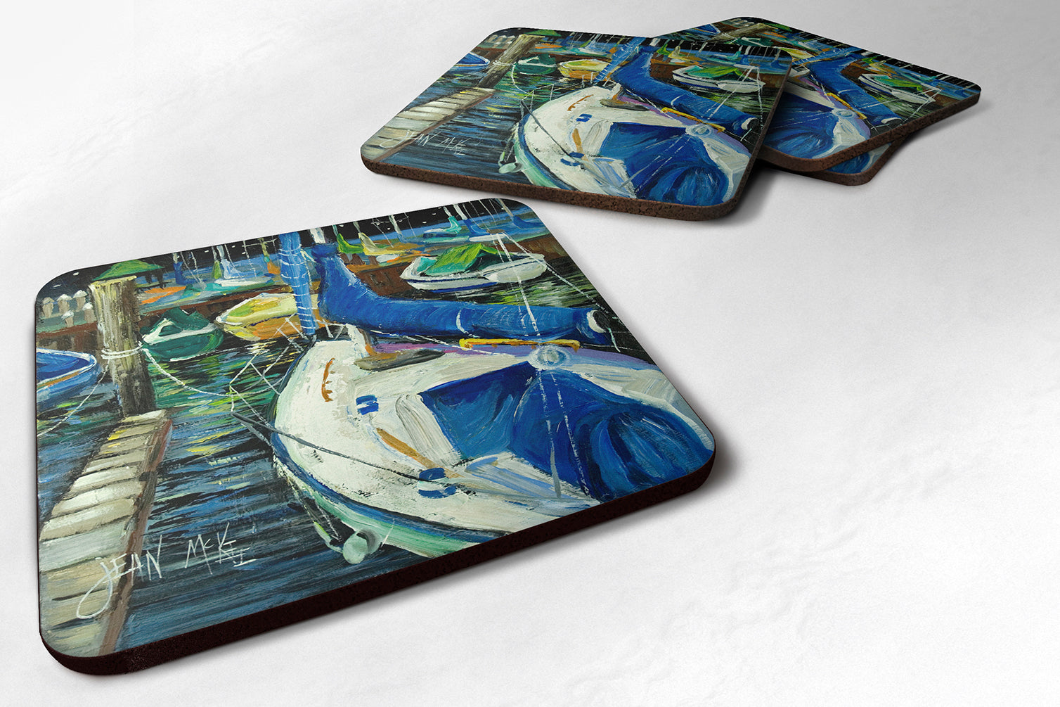 Set of 4 Sailboats Foam Coasters JMK1245FC - the-store.com