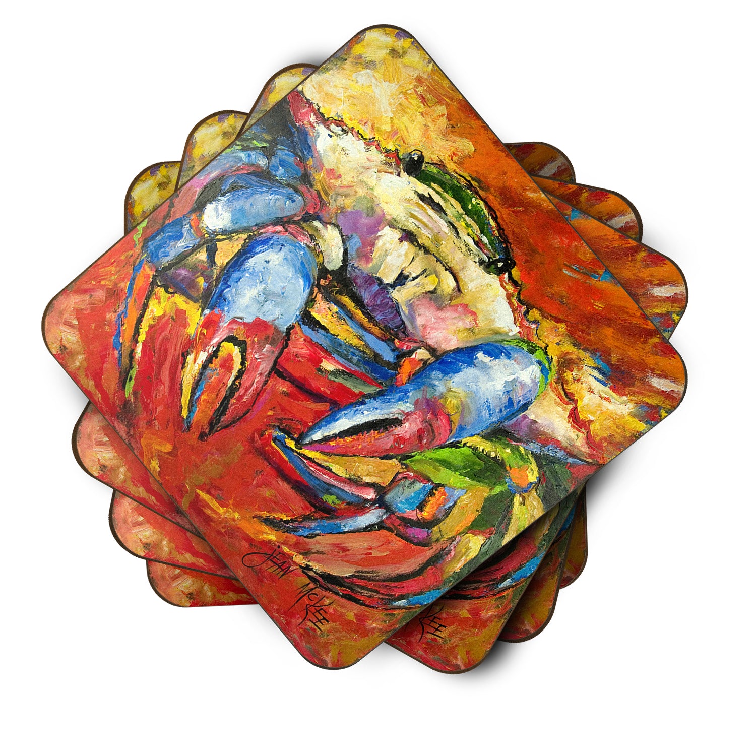 Set of 4 Red Crab Foam Coasters JMK1252FC - the-store.com