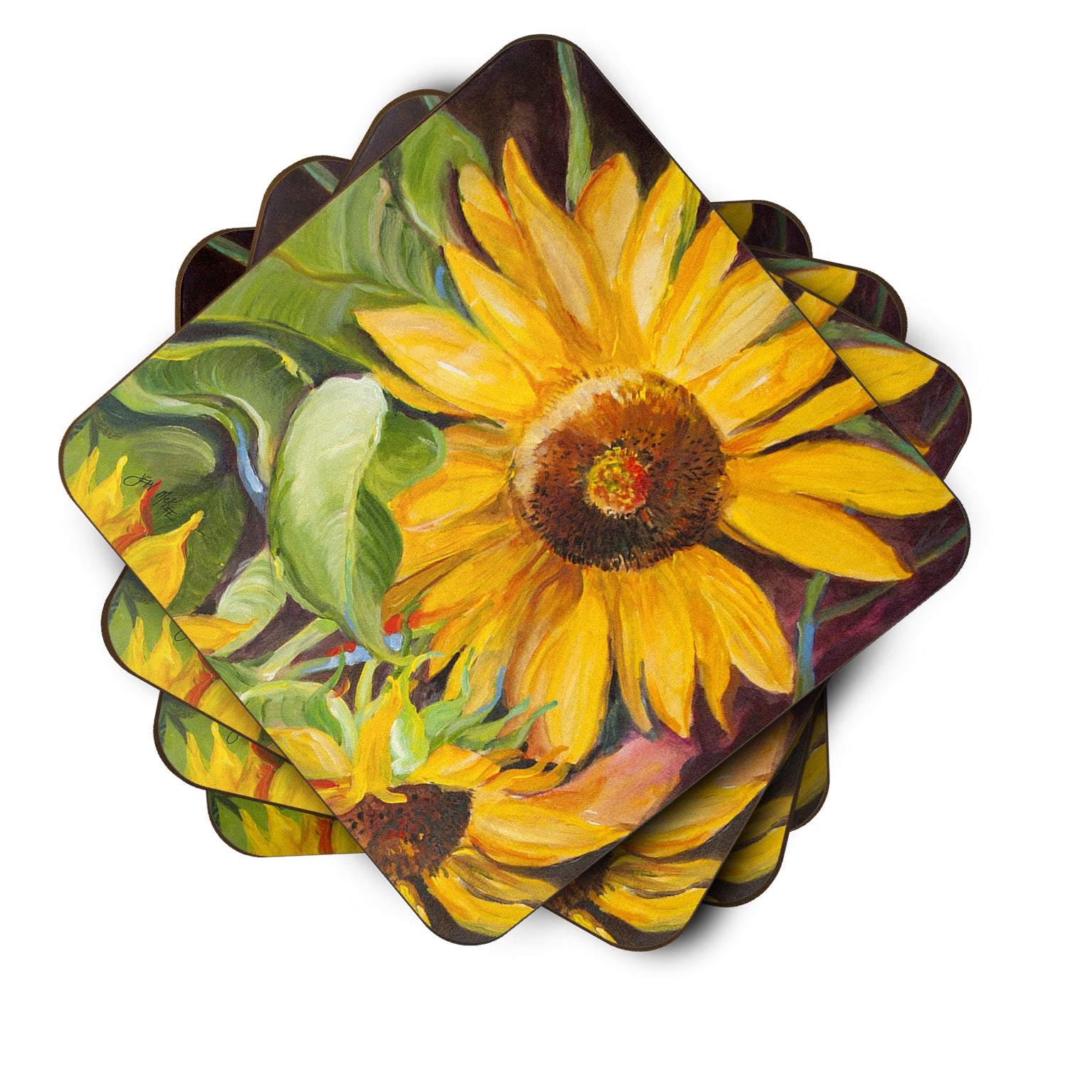 Set of 4 Sunflowers Foam Coasters JMK1265FC - the-store.com