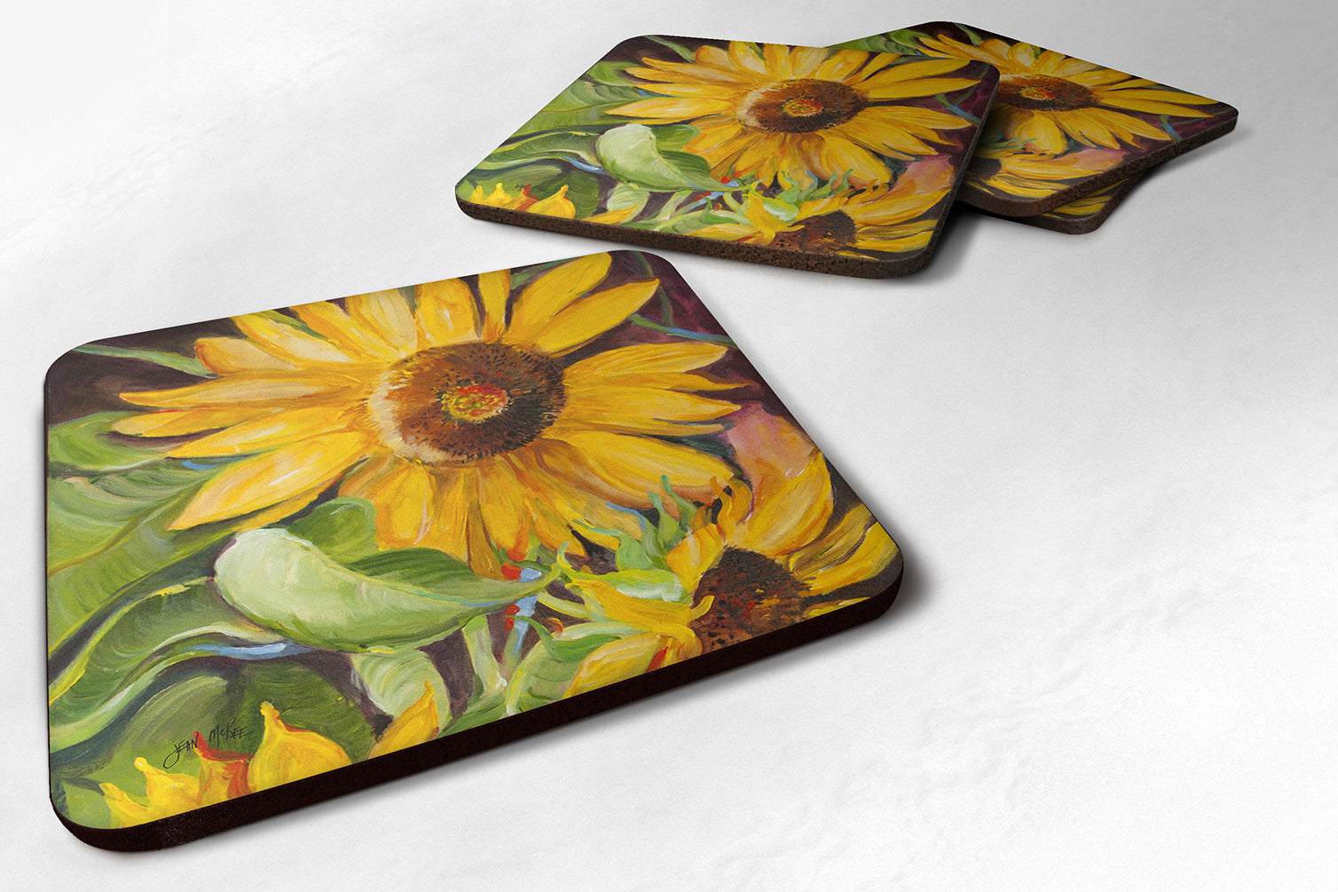 Set of 4 Sunflowers Foam Coasters JMK1265FC - the-store.com