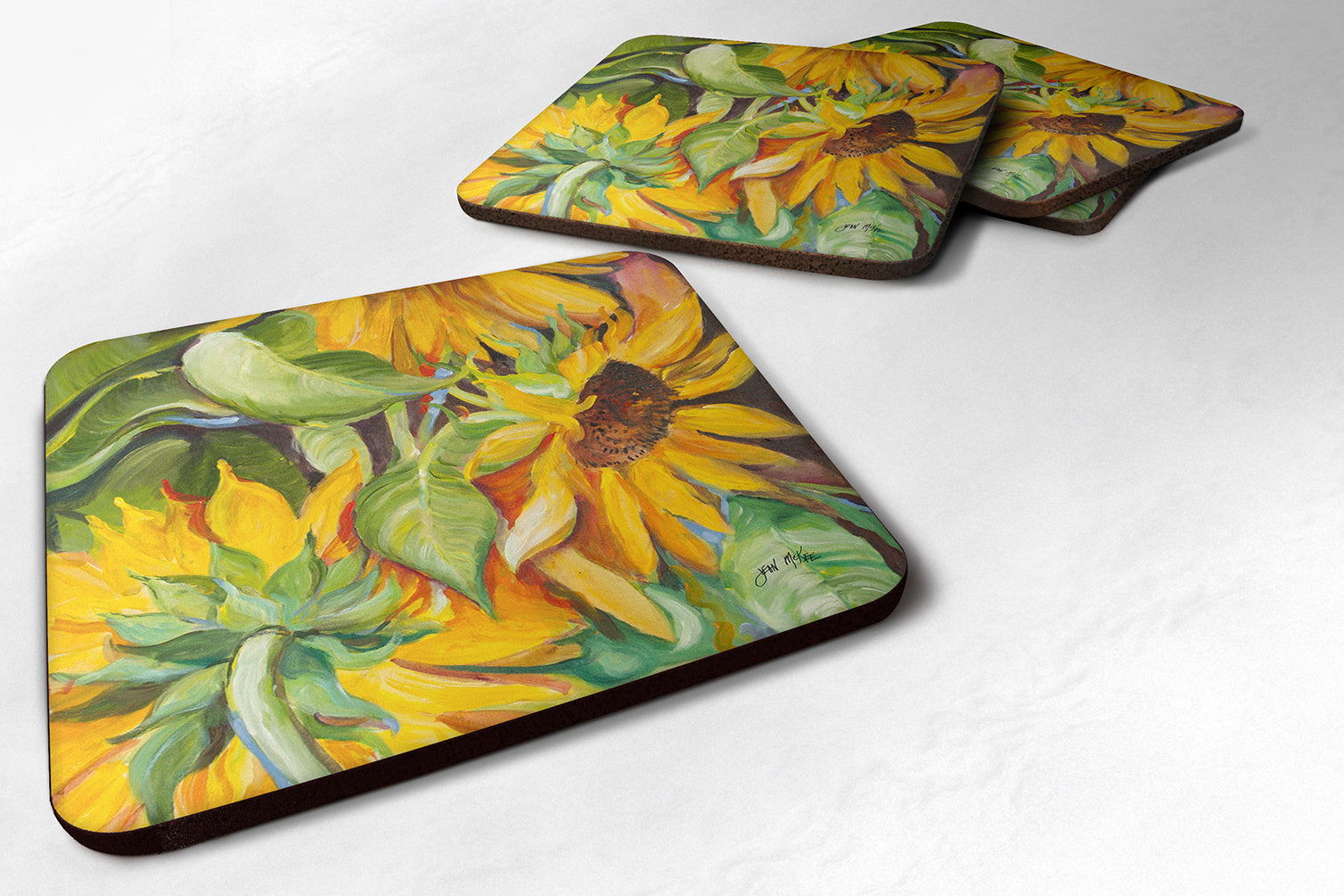 Set of 4 Sunflowers Foam Coasters JMK1266FC - the-store.com