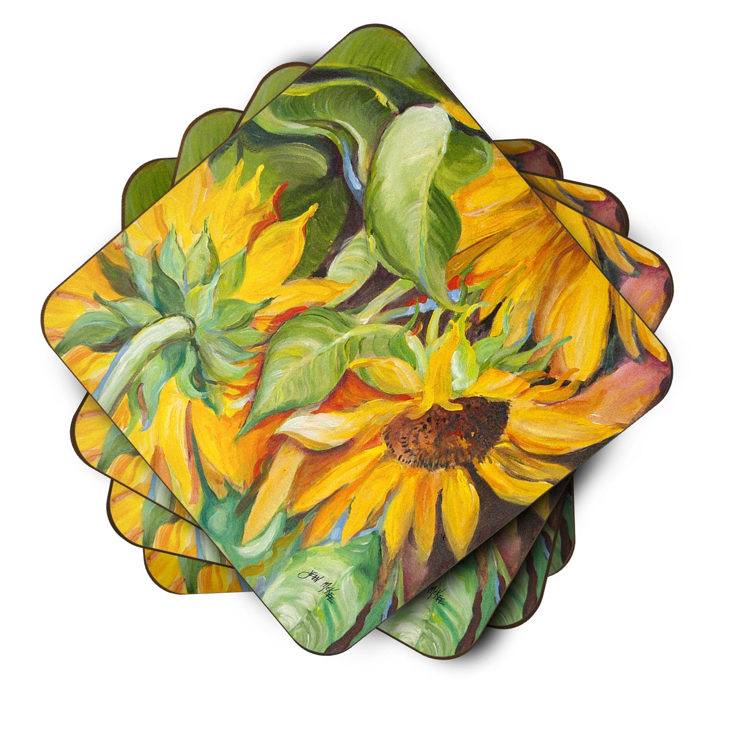 Set of 4 Sunflowers Foam Coasters JMK1266FC - the-store.com