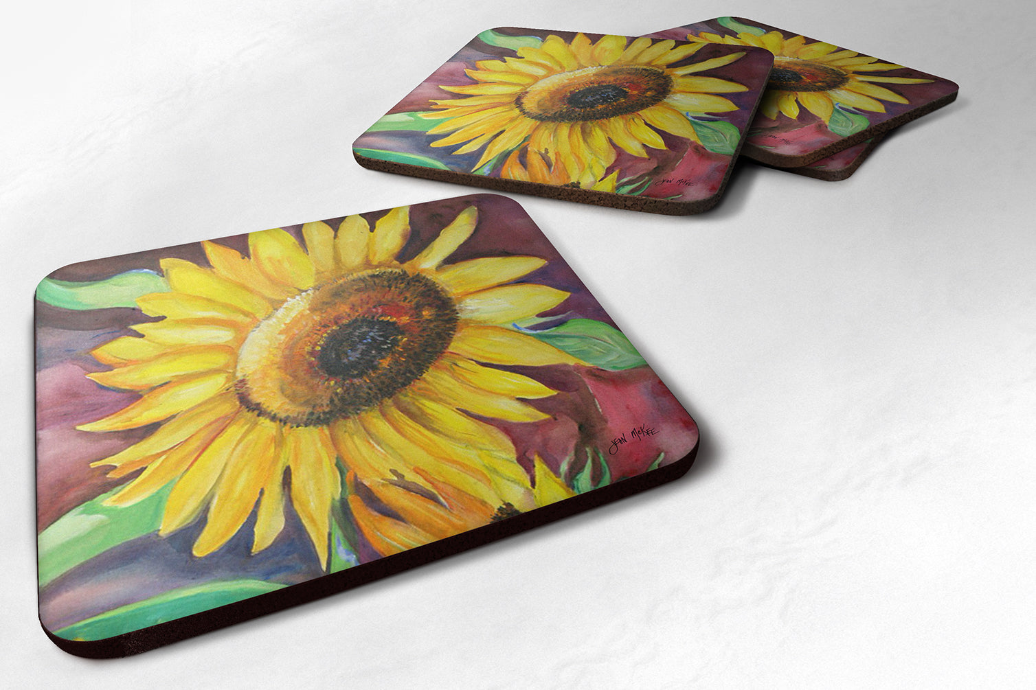 Set of 4 Sunflowers Foam Coasters JMK1268FC - the-store.com