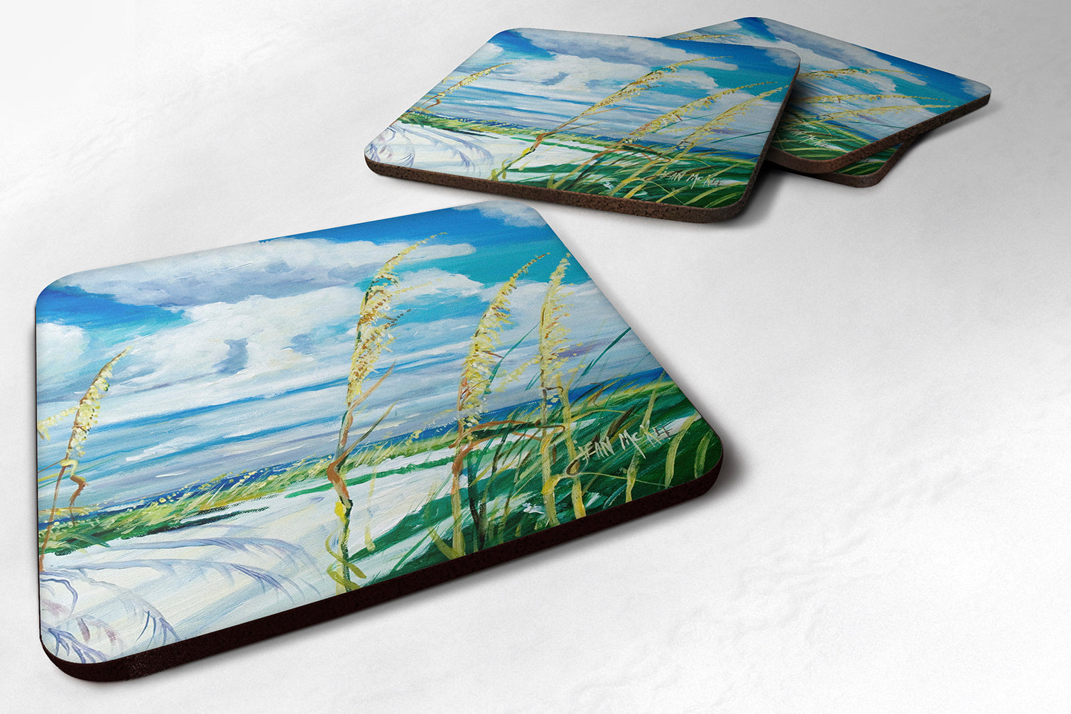 Set of 4 Sea Oats Foam Coasters JMK1271FC - the-store.com