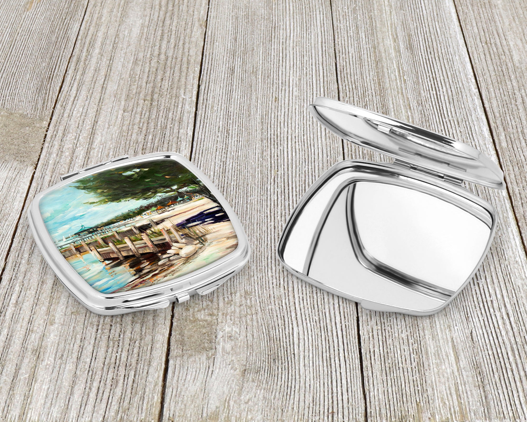 At the Pier Sailboats Compact Mirror JMK1273SCM  the-store.com.