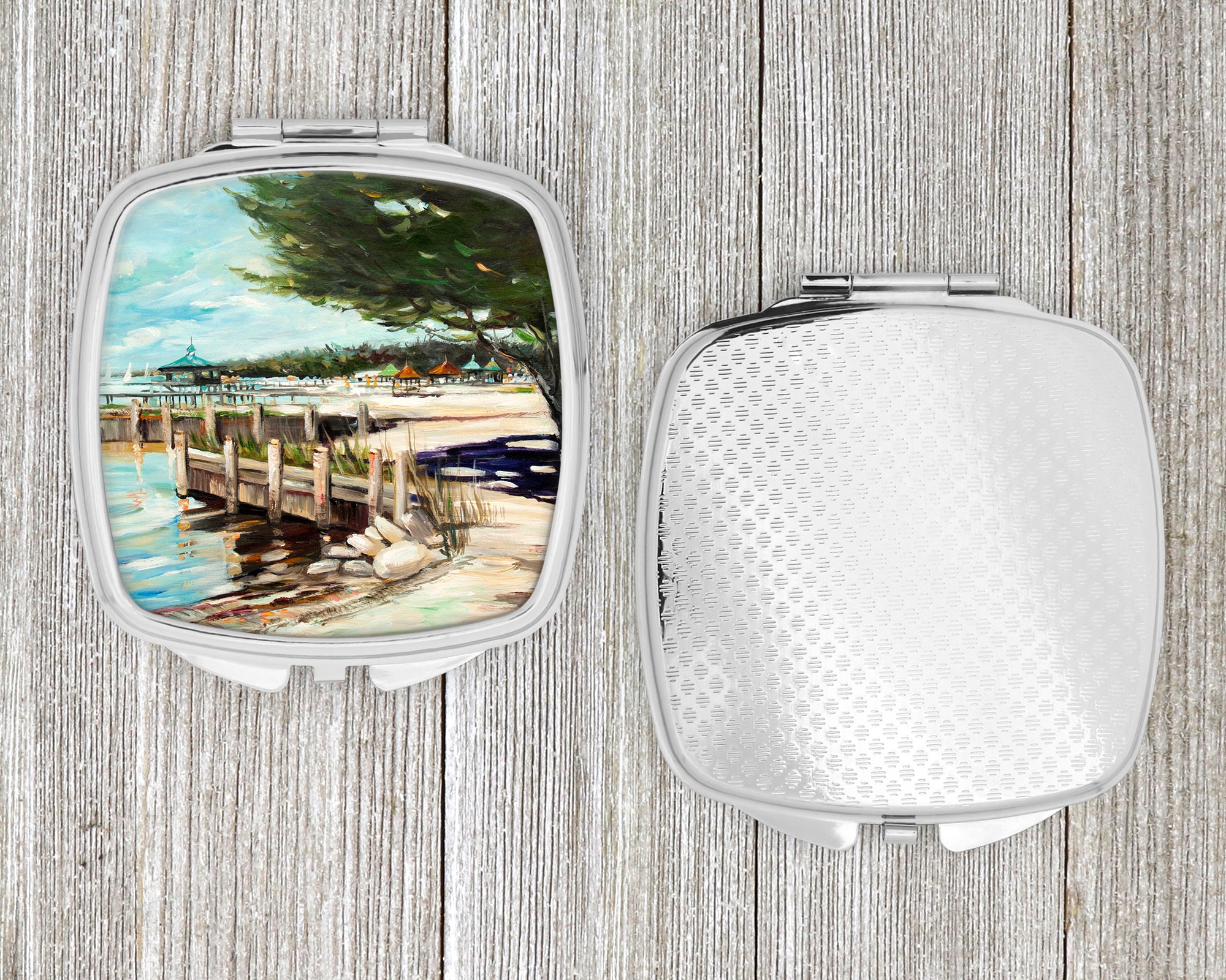 At the Pier Sailboats Compact Mirror JMK1273SCM  the-store.com.